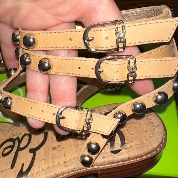 NIB Sam Edelman Eavan Studded Gladiator Sandal in Natural Sand Size 9W - Picture 11 of 15